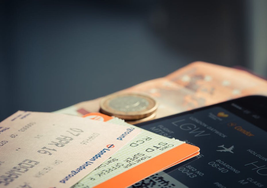 Travel documents for a flight.
