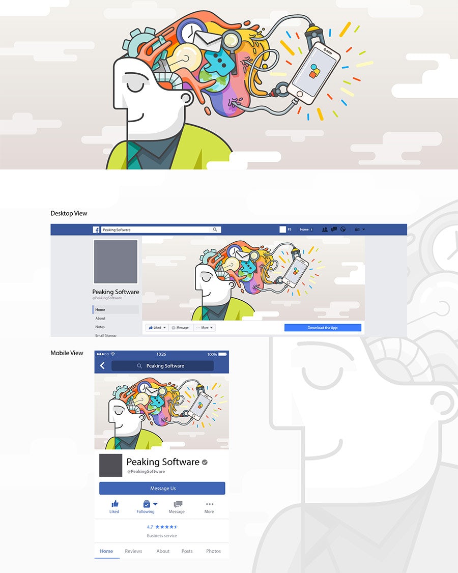 flat design facebook cover