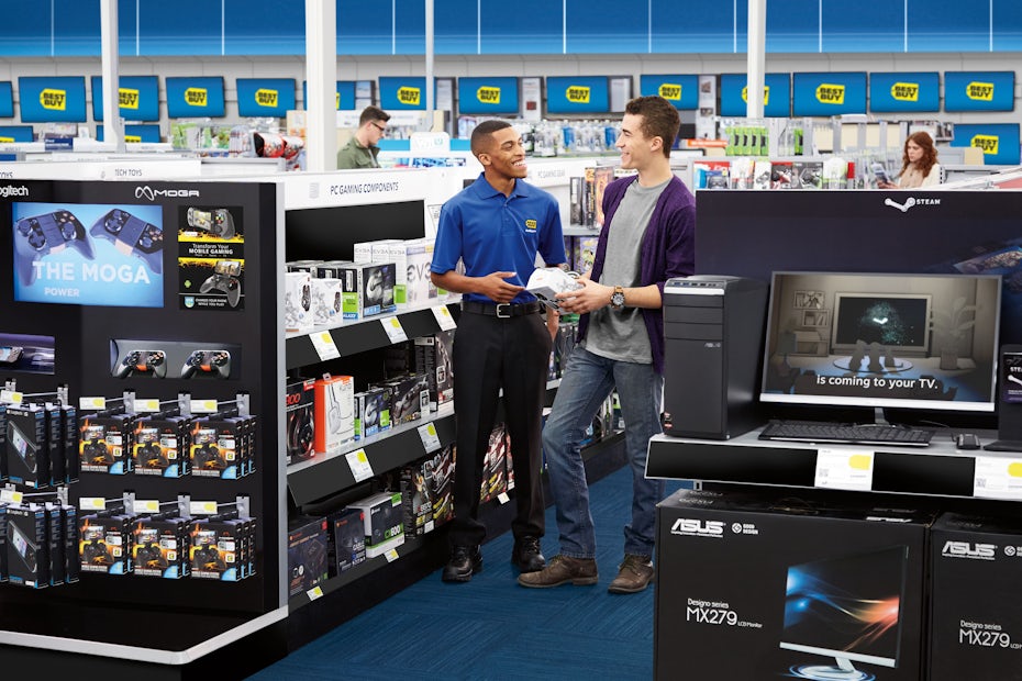 Photograph of the interior of Best Buy.