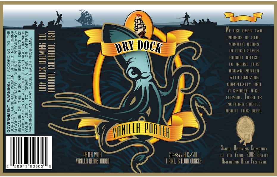 Beer label for Dry Dock Vanilla Porter