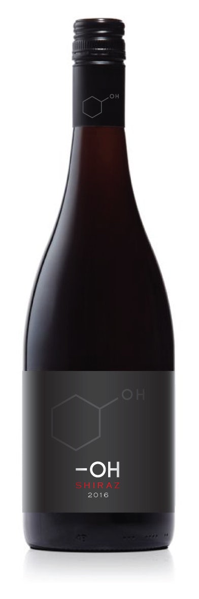 Modern wine label with science imagery