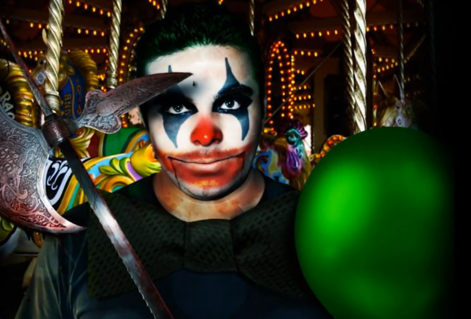 An evil clown created in Photoshop