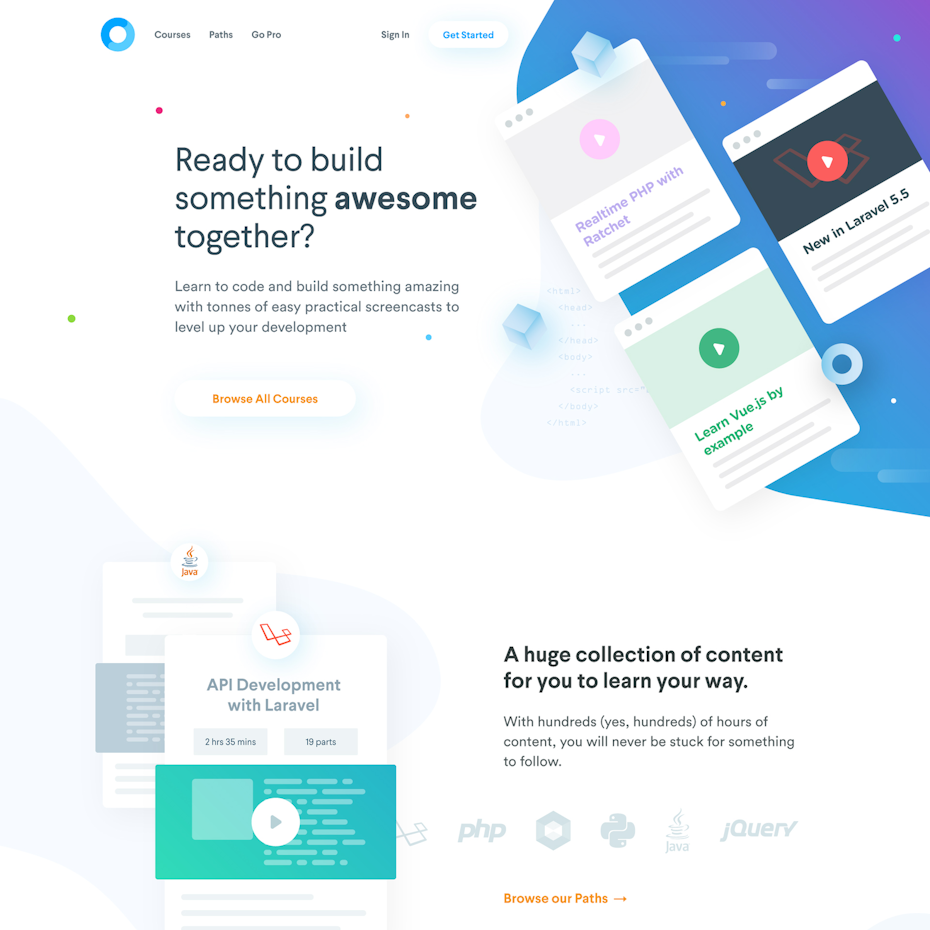 Codecourse homepage design