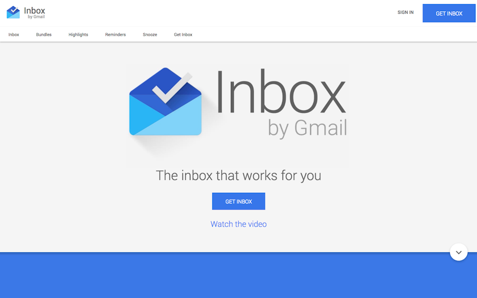 Inbox by Gmail website screenshot