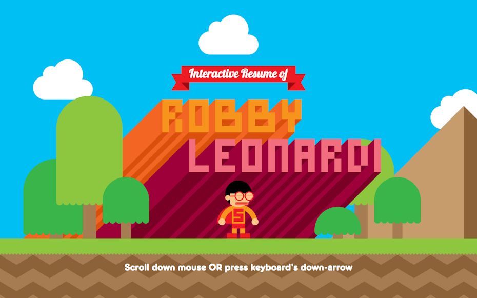 The game inspired interactive resume of Robby Leonardi screenshot