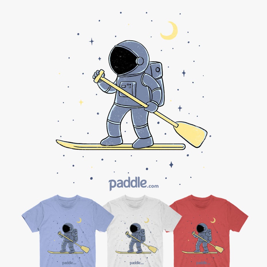 Paddleboarding astronaut t shirt
