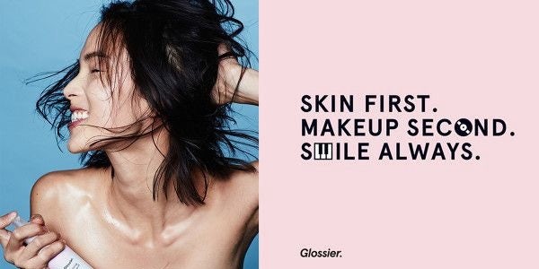 Pink web page for Glossier