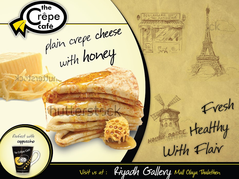 Flyer for plain crepe cheese with honey