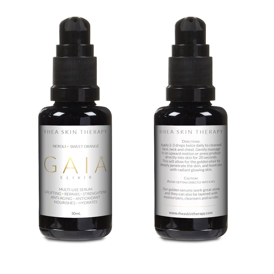 Rhea Skin Therapy Gaia label design