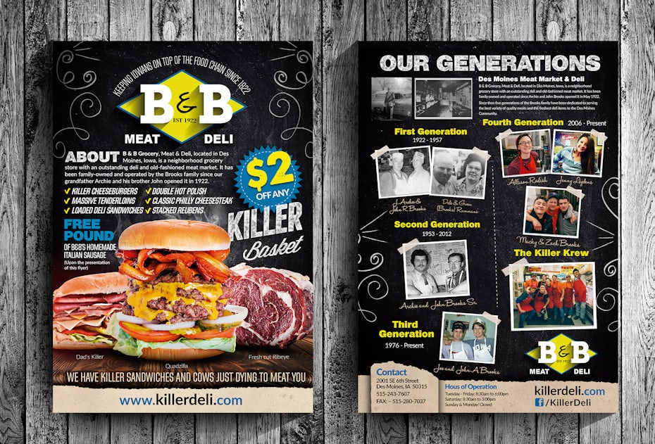 Flyer for a meat deli