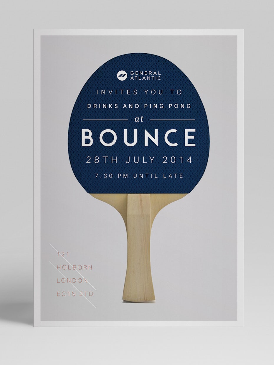 Minimalist flyer with a table tennis design