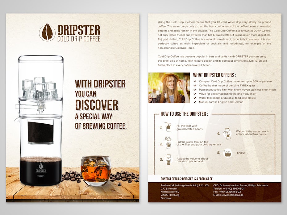 Flyer for cold drip coffee brand