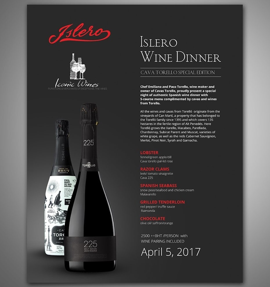 Black flyer for wine company
