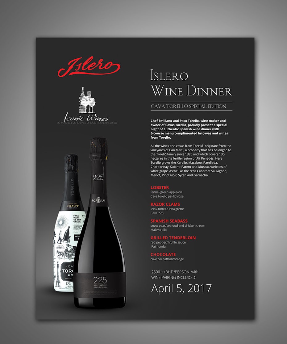 Black flyer for wine company