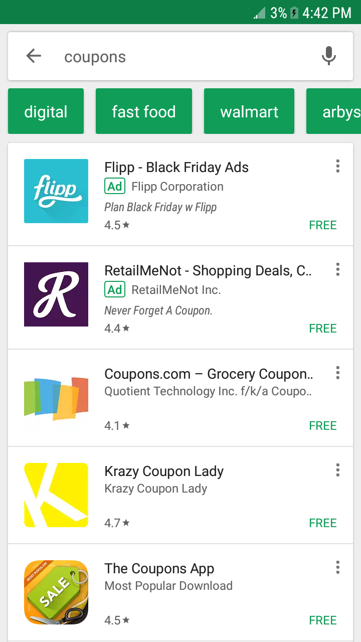 Google Play store screenshots