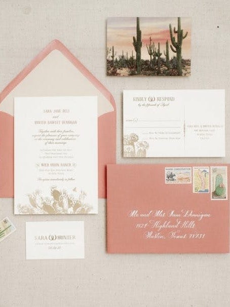 pink wedding invitation