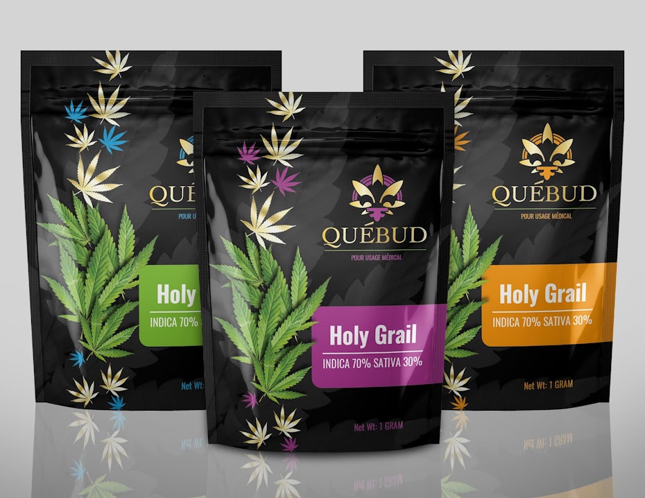 Colorful packaging design for quebud