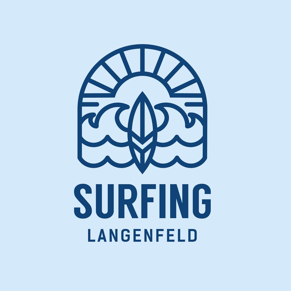 Logo with simple surfing drawing