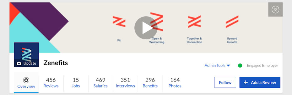 A picture from Zenefits’ Glassdoor profile