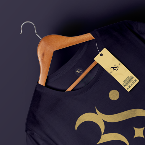 Luxury wordmark logo on a t-shirt