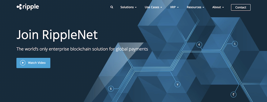 Screenshot from Ripple website