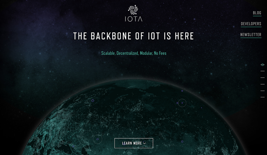 Screenshot from the IOTA website.