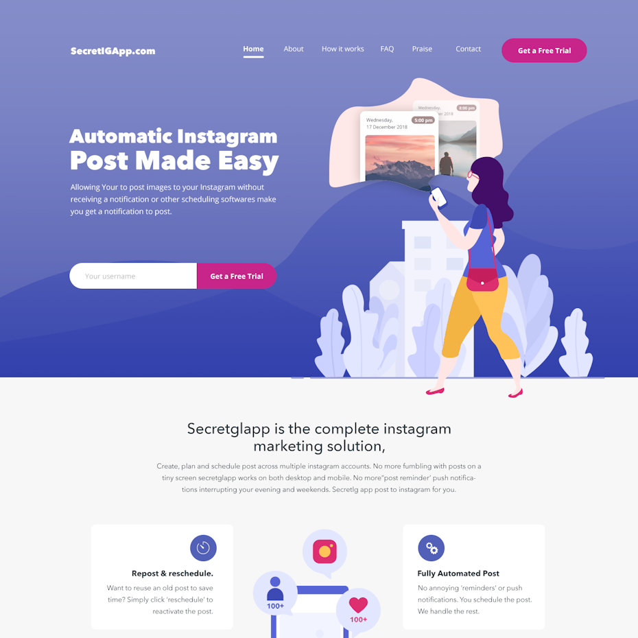 Home page design for SecretIGApp
