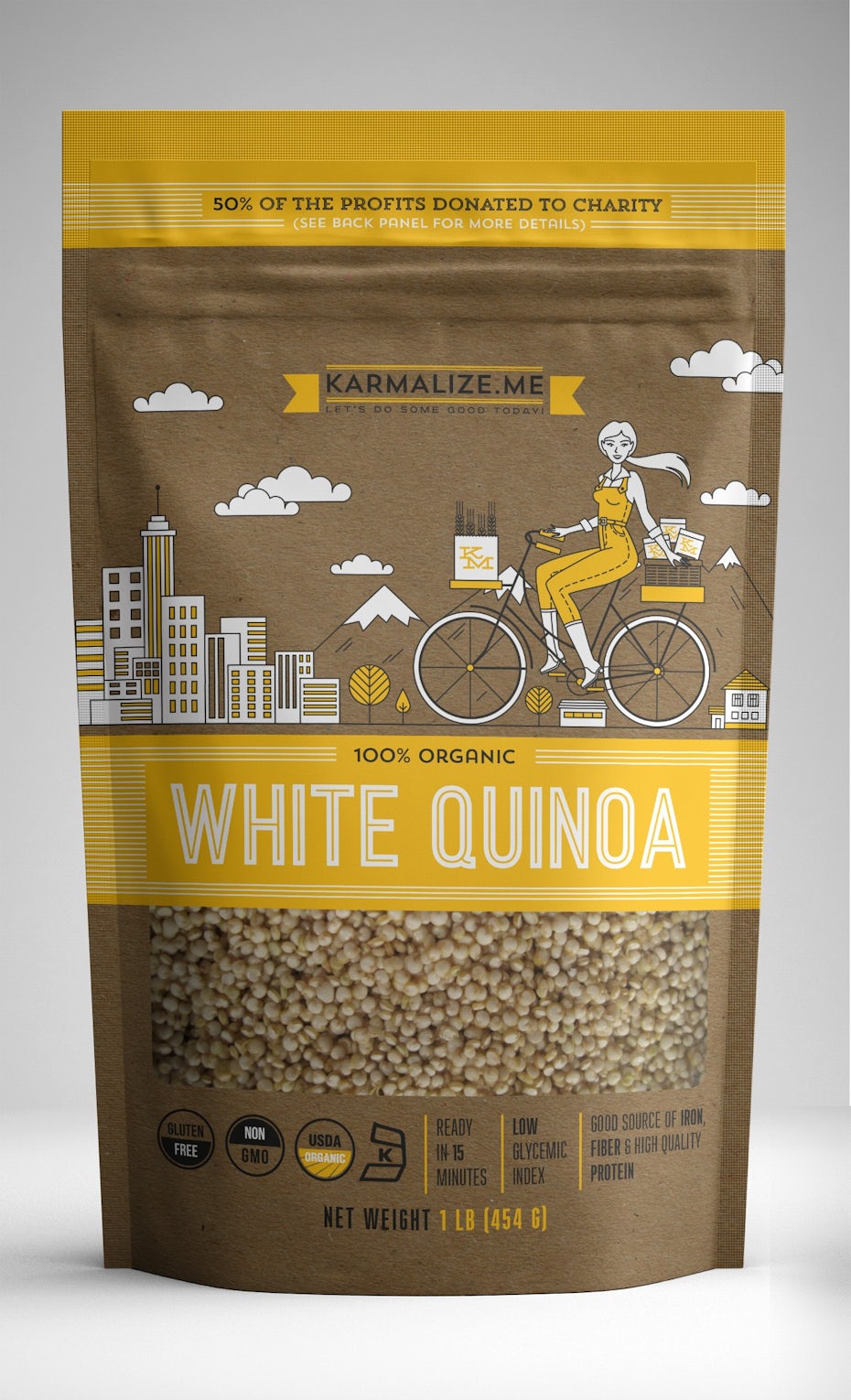 yellow quinoa packaging design