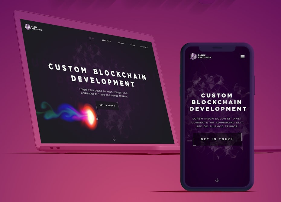 web and app design for blockchain company