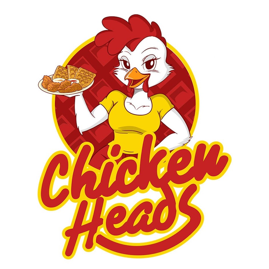 Red and yellow Chicken Heads logo