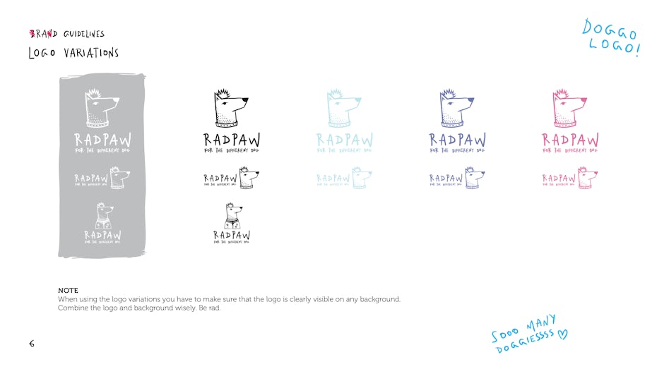 Radpaw logo variations