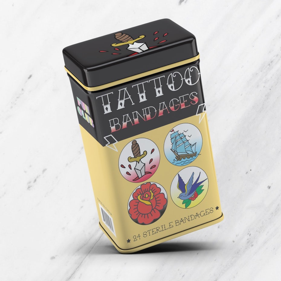 An old school tattoo style bandage box