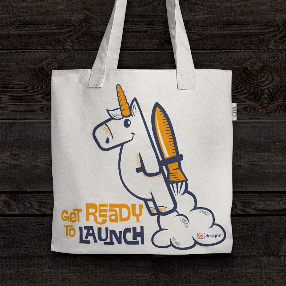 Unicorn with a jetpack blasting off