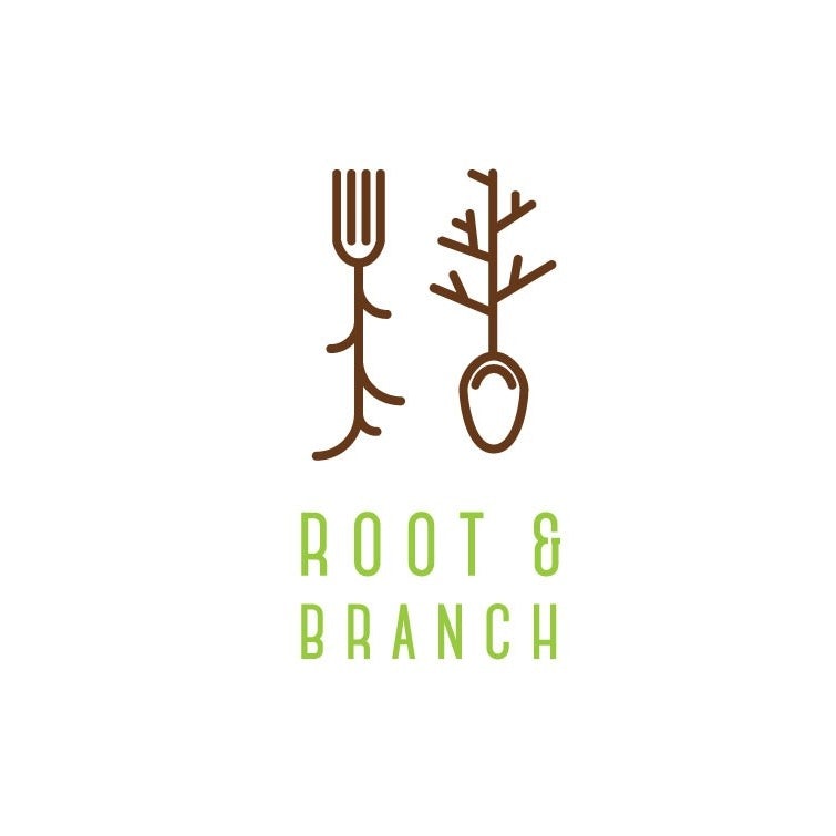Spoon and fork with roots