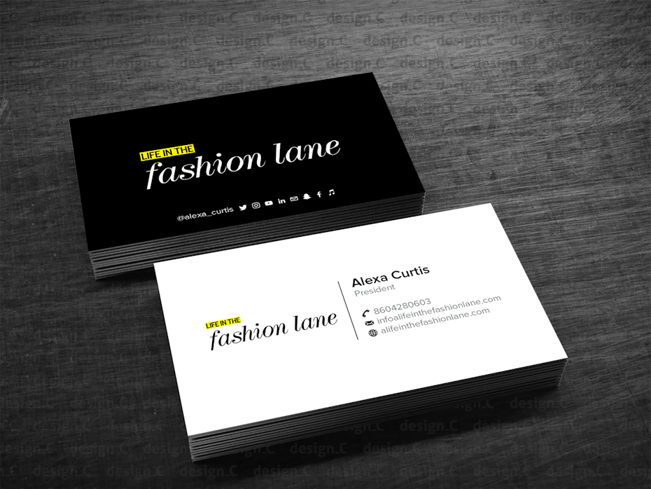 A Life In The Fashion Lane business card