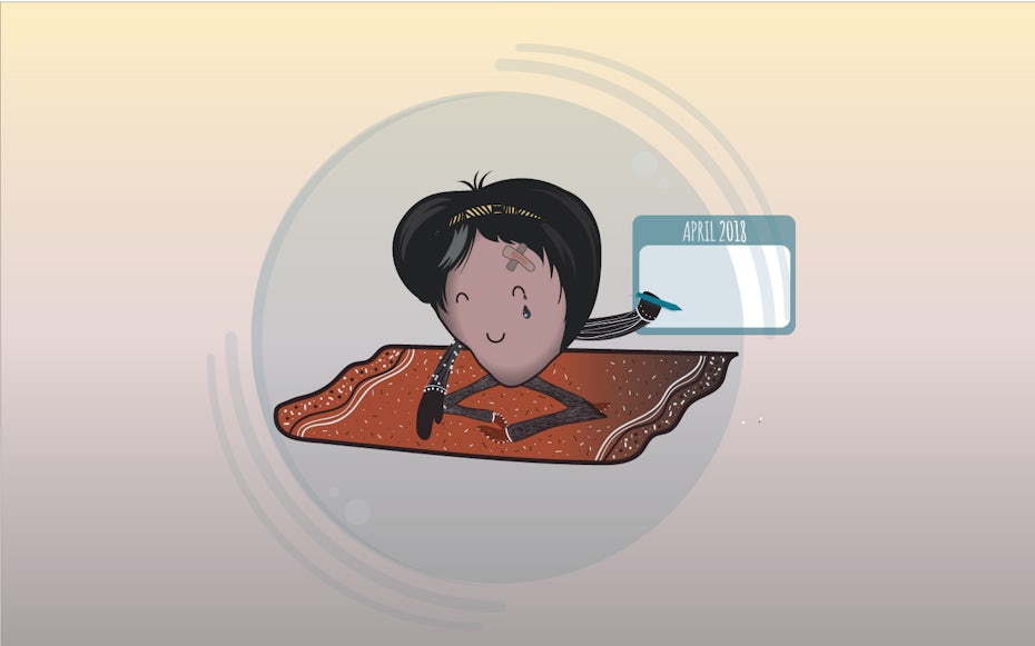 cartoon character using calendar illustration