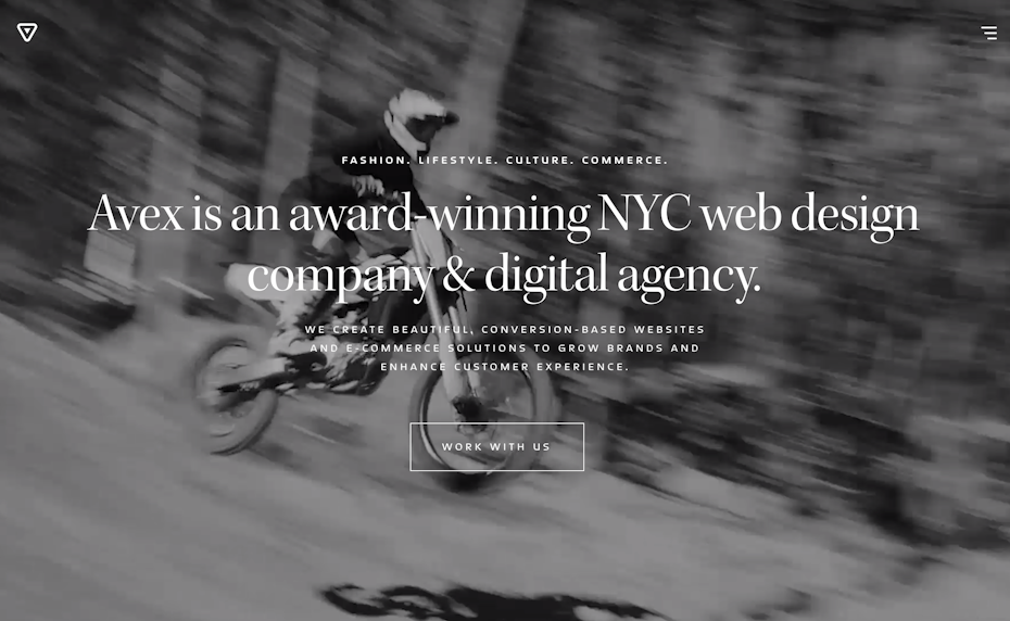 avex design website screenshot