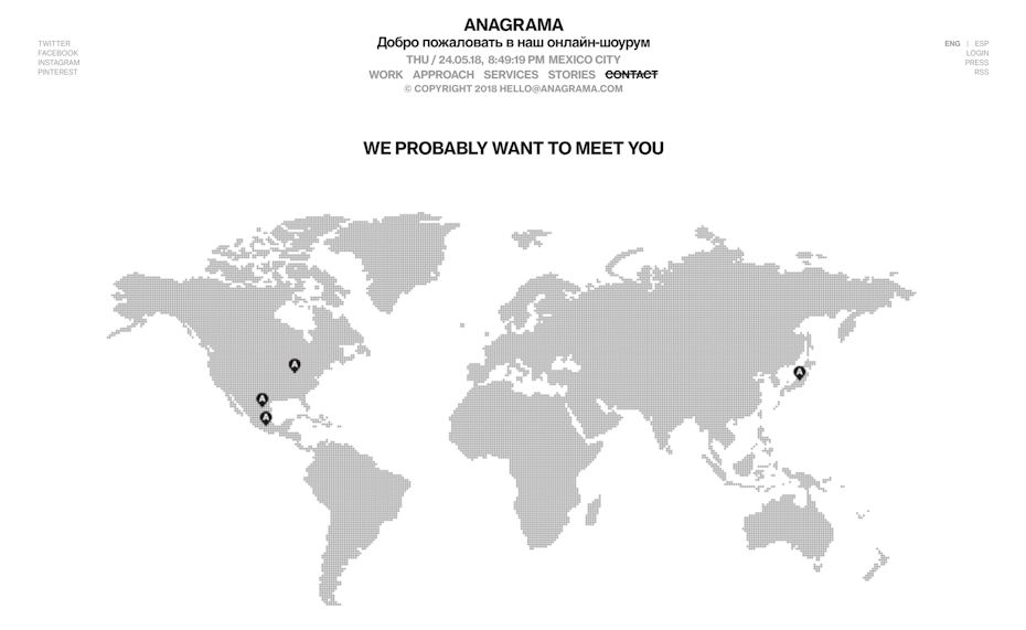 Anagrama contact page screenshot