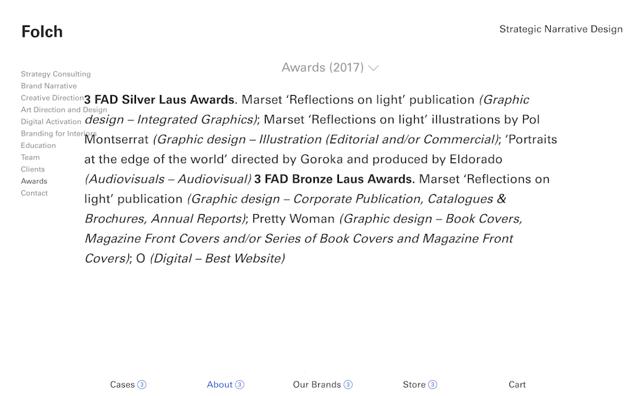 Folch awards page screenshot