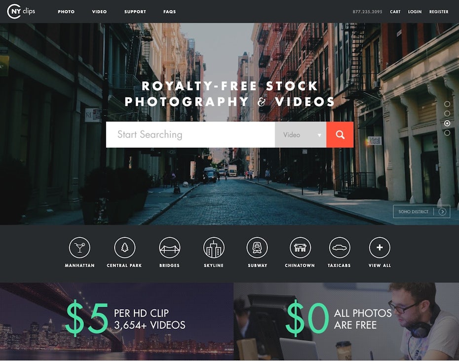 web design for stock photo website