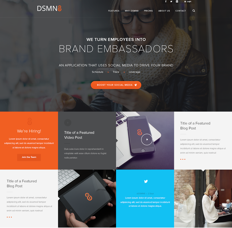 web page with tile design