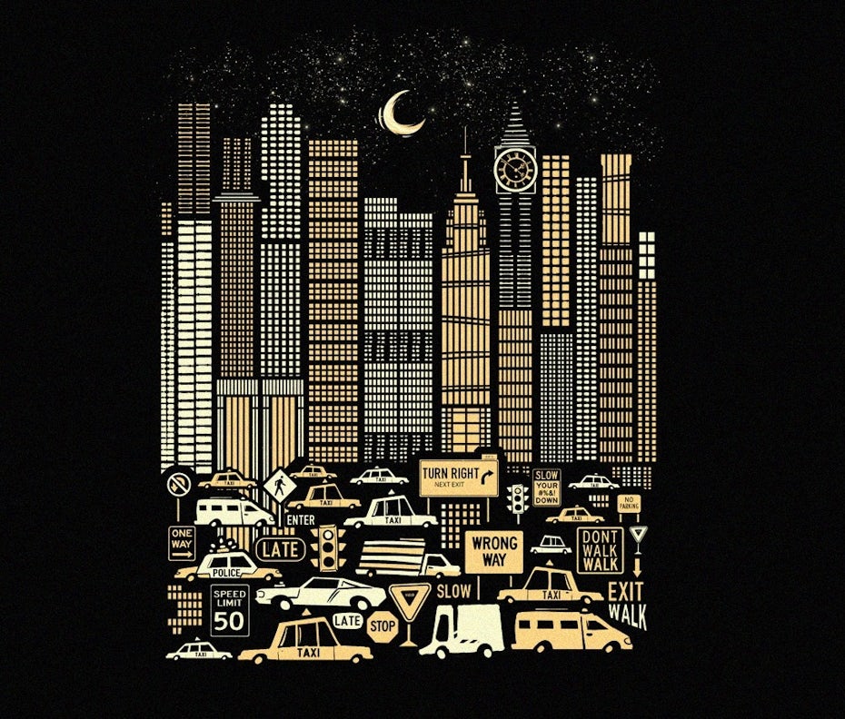 illustration einer stadt in der nacht