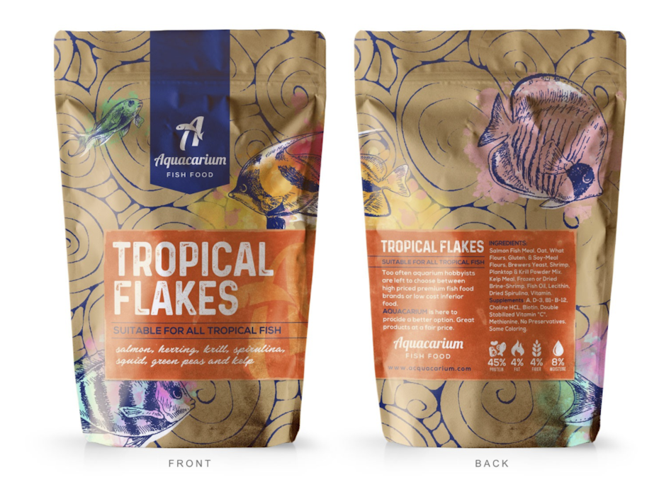 fish feed packaging with creative pattern