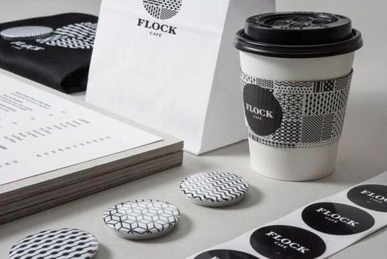 black and white geometric pattern for Flock Cafe