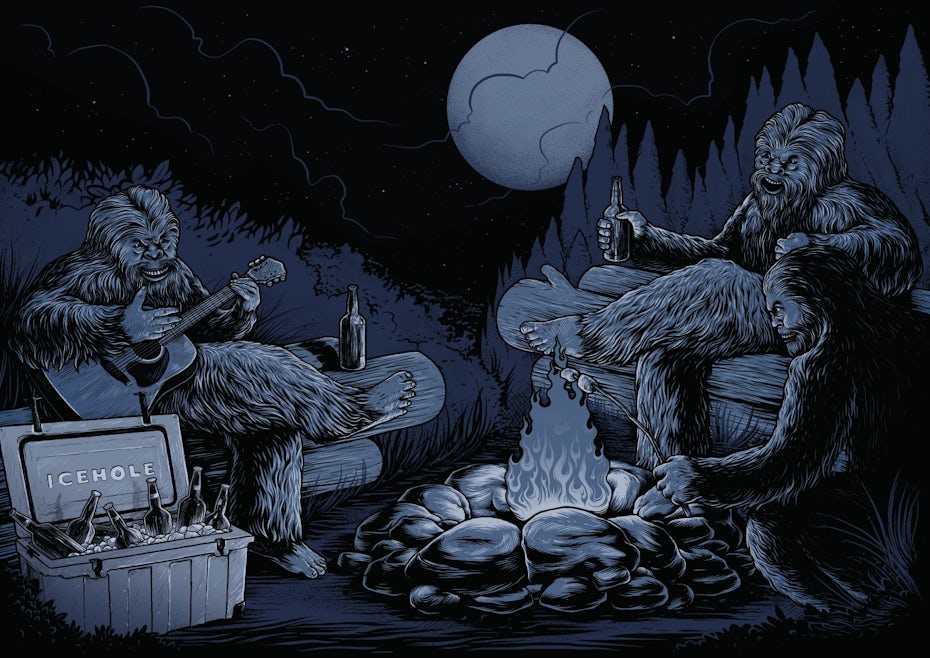 yeti campfire illustration