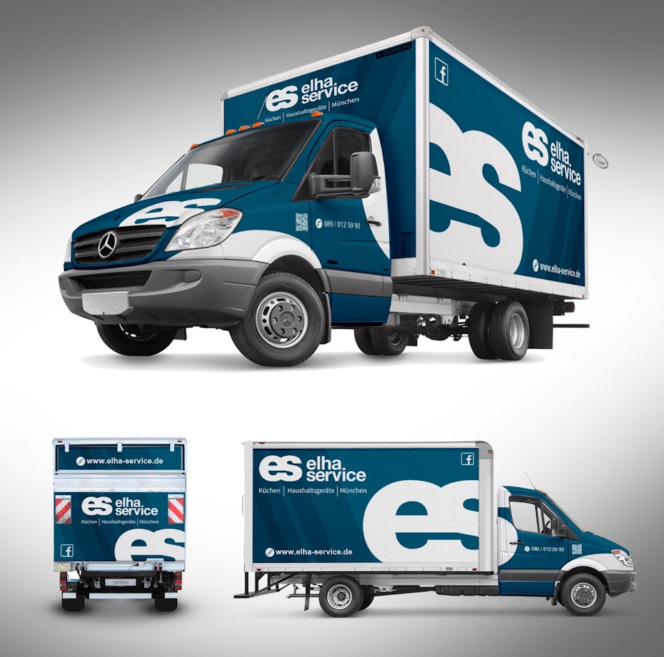 tipos de ejemplo de diseño gráfico: diseño de anuncios de camiones