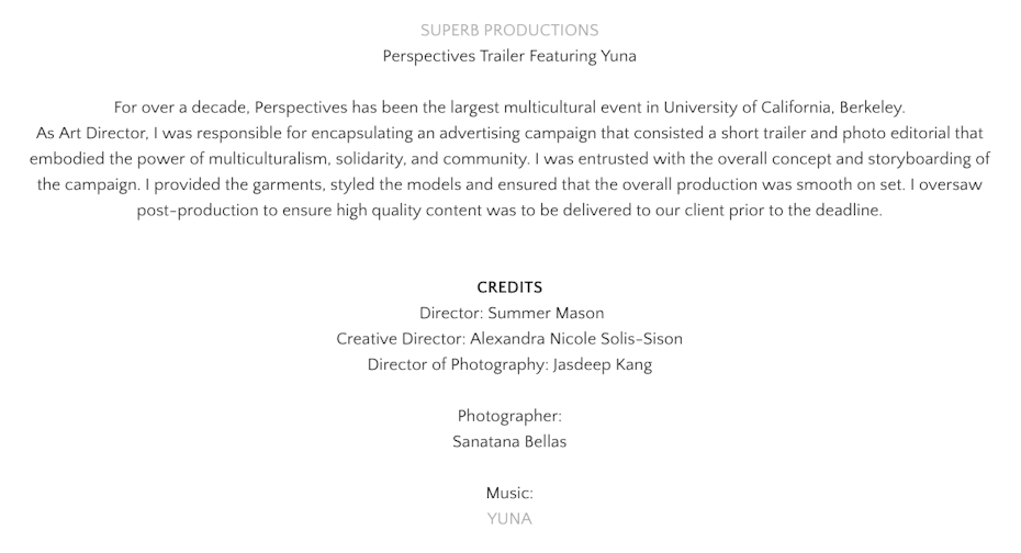 portfolio of Alexandra Nicole Solis-Sison