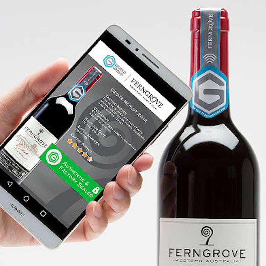 ferngrove葡萄酒瓶与nfc标签