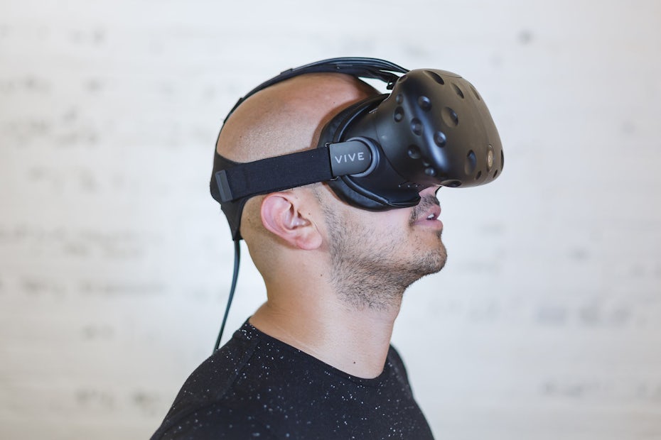 Man wearing virtual reality goggles