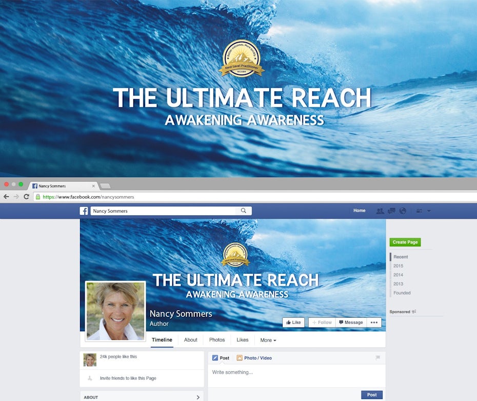 Facebook page design for The Ultimate Reach Awakening Awareness